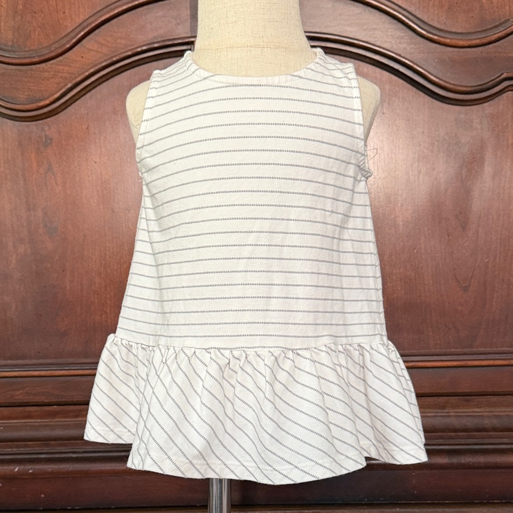 Miles The Label Striped Peplum Top 24M Girls Neutral Sleeveless Ruffle Hem Shirt